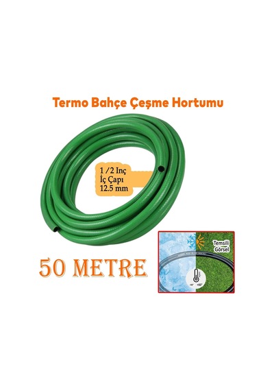 Termo Bahçe Hortumu Dayanıklı 3 Katlı Sağlam Çeşme Su Sulama Yıkama Hortum 50 Metre 12.5 Mm 1/2