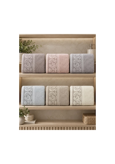 Sarmaşık Desenli Renkli Havlu 50x90 Cm 6 Lı Set %100 Pamuk - Çok Renkli