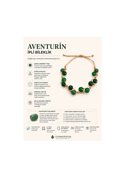 8mm Faset Kesim Aventurin Bileklik El Yapımı İpli Yeşil Yeşil