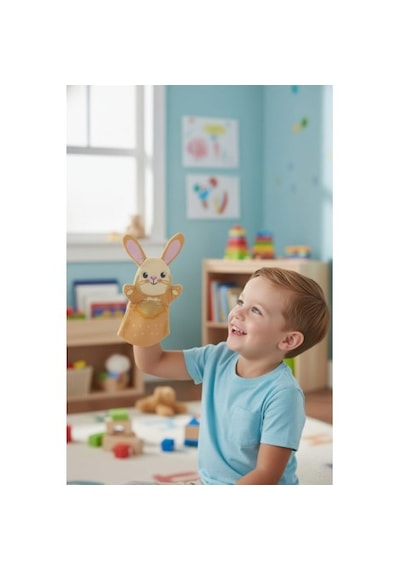 Toys2you Büyük Boy Keçe El Kuklası - Tavşan Açık Kahverengi - Bej