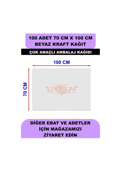100 Adet 70cm X 100cm 120 Gr. Çift Yönlü Beyaz Kraft Ambalaj Kağıdı, Hediye Ürün Paketi, Çocuk Etkinlik Kağıdı