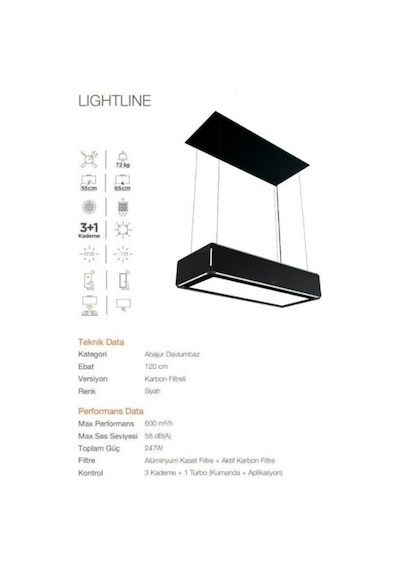 Silverline 4390 Lightline Ada Tipi 120 CM Davlumbaz