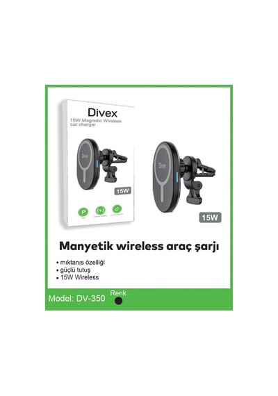 Divex Kablosuz Araç Şarj Cihazı Manyetik Wireless Şarj Aleti Dv-350