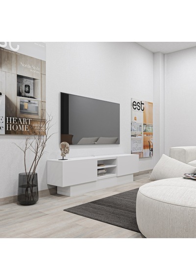 Liva Tv Sehpası Bazalı - 160 Cm - Beyaz Beyaz