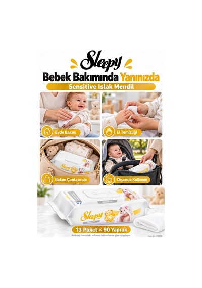Sleepy Sensitive Islak Mendil 13'lü Mega Set 90 Yaprak - Rosie Oda Kokusu Hediyeli Tekli