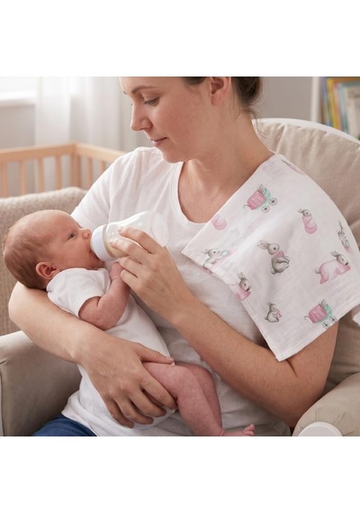 % 100 Pamuk Müslin Bebek Omuz Bezi 5 Li Bébé Lapin Rose Clothmp3519
