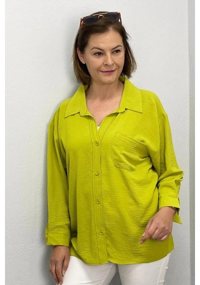 Mia Butik Kadın Yağ Yeşili Ayrobin Gömlek Yeşil