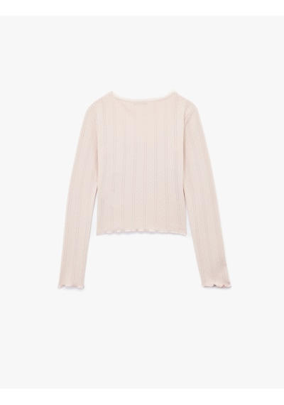 Koton Pamuklu Uzun Kollu U Yaka Crop Pijama Üstü Lila 6wlk40165mk Lila