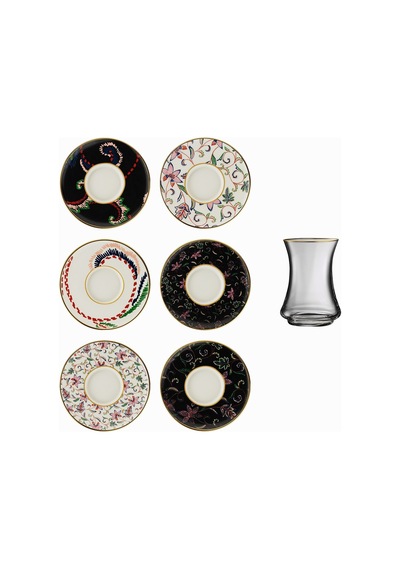 Sandro Moreno 1453 Desen Yağmuru Gold 12 Parça 6 Kişilik Çay Seti 110 Ml Ar211629 Çok Renkli