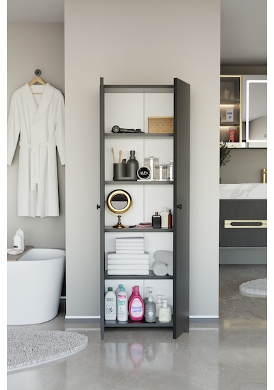 Alpaevmobilya Çok Amaçlı 2 Kapaklı 5 Raflı 150 Cm Banyo Dolabı Organizer Düzenleyici Ve Çamaşır Odası Dolabı Antrasit Alpaevmobilya Çok Amaçlı 2 Kapaklı 5 Raflı 150 Cm Banyo Dolabı Organizer Düzenleyici Ve Çamaşır Odası Dolabı Antrasit