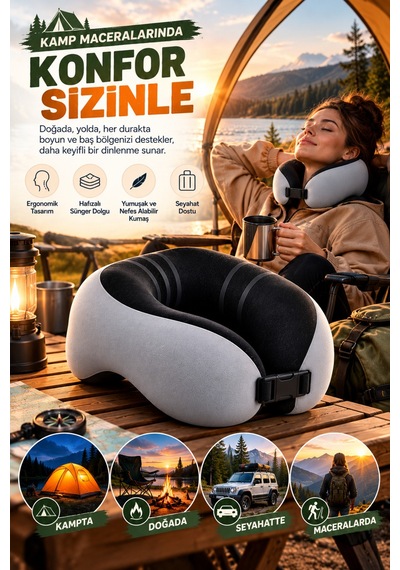 Kamp Boyun Yastığı Hafızalı Süngerli Çadır, Karavan, Araç Ve Seyahat İçin Ergonomik Destek Yastığı Siyah - 931320054 Siyah Kamp Boyun Yastığı Hafızalı Süngerli Çadır, Karavan, Araç Ve Seyahat İçin Ergonomik Destek Yastığı Siyah - 931320054 Siyah