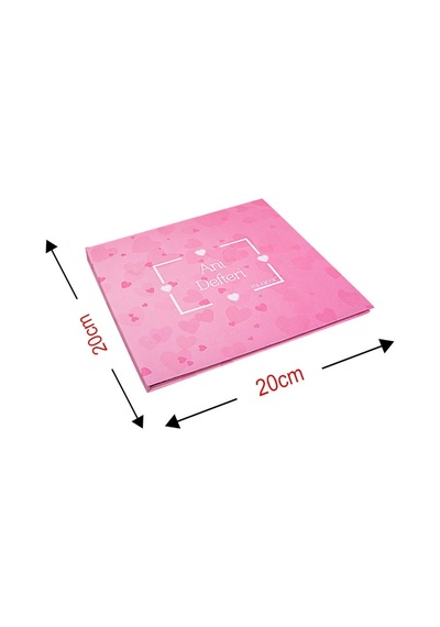 Kalpli Pembe Anı Defteri 20x20 Cm Siyah Sayfalı Fotoğraf Defteri