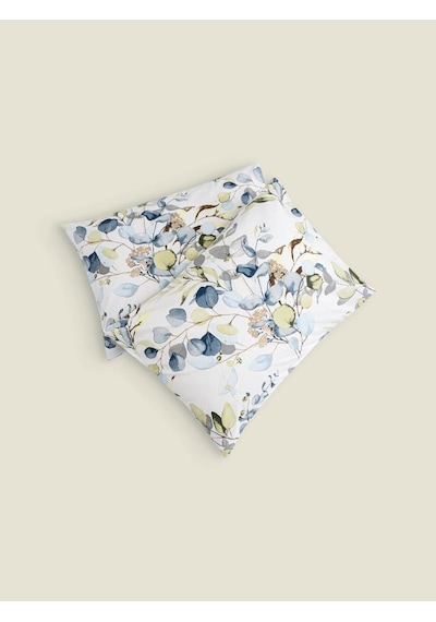 Yastık Kılıfı 2 Li Flora Percale Baskılı %100 Pamuk 50x70 Cm Beyaz