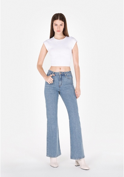Colin's Colins Regular Fit Orta Bel Geniş Paça Kadın Yeşil Jean Pantolon Cl1073222 Q1.v1 Dn40496 Denim