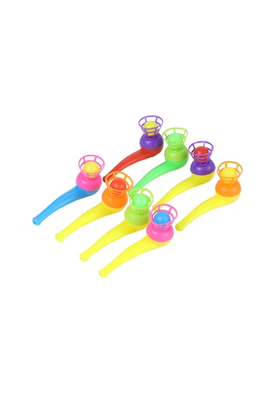 6 Adet Oyuncak Saksafon Popit Pipet Top Üfleme Oyunu Hediyelik Parti Eğlencesi