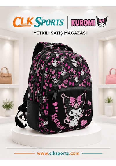 Kuromi Okul Çantası , Çift Gözlü Kalem Çantası , Kuromi Anahtarlık Ve Matara Seti 1 Parça
