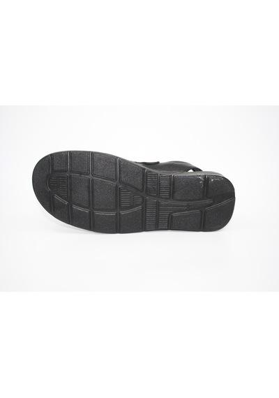 Erkek Siyah Cırtlı Deri Sandal 208 Siyah