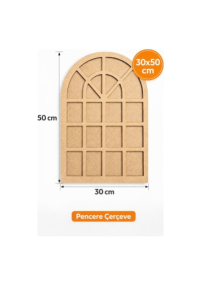 30x50cm Dekoratif Hint Penceresi Ham Mdf Boyanabilir Dekoratif Oval Ahşap Çerçeve