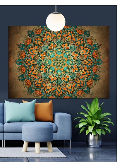 Karmaşık Geometrik Mandala Desenli Sanat Dekoratif Kanvas - Mdf Ahşap Tablo