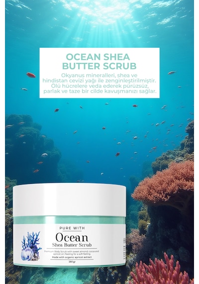 Okyanus Esintili Shea Butter Scrub Besleyici Arındırıcı Nemlendirici Vücut Peelingi 280 Gr