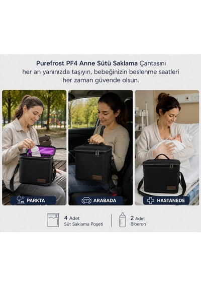 Purefrost Pf4 Baby Anne Sütü Soğutucu Ve Saklama Çantası, Biberon