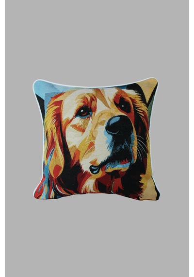 Kırlent Kılıfı Goblen Dokuma Kumaş - 45x45cm Çift Taraflı Biyeli Dekoratif Kırlent Kılıfı - Vs-444 Çok Renkli