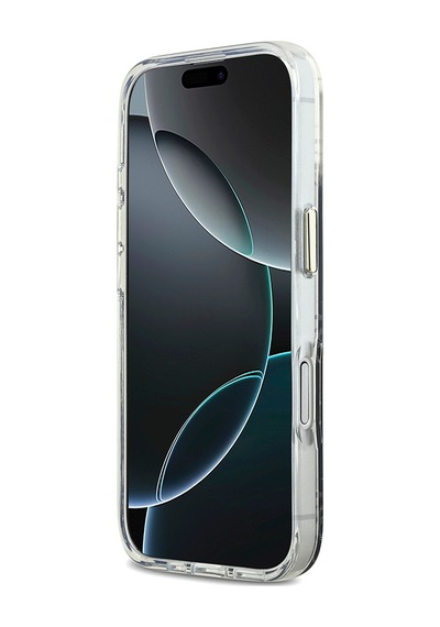 Apple Uyumlu iPhone 17 Kılıf Guess Lisanslı M-safe Özellikli 4g Desenli Simli Silikon Kapak Gri Gri