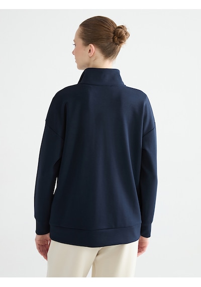 Lcw Comfort Lacivert Dik Yaka Kadın Sweatshirt