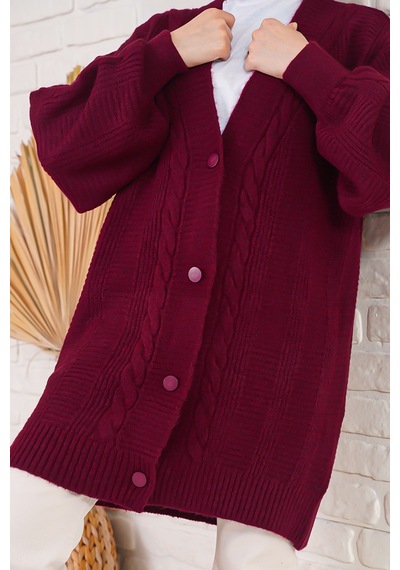 Bigdart 15768 Tesettür Triko Hırka - Bordo 001