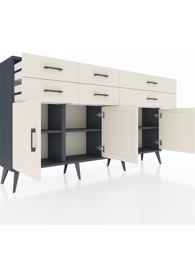 Arges Konsol 3 Raflı 6 Çekmeceli 4 Kapaklı 176x30x99 Antrasit-aytaşı Aytası - Antrasıt Arges Konsol 3 Raflı 6 Çekmeceli 4 Kapaklı 176x30x99 Antrasit-aytaşı Aytası - Antrasıt