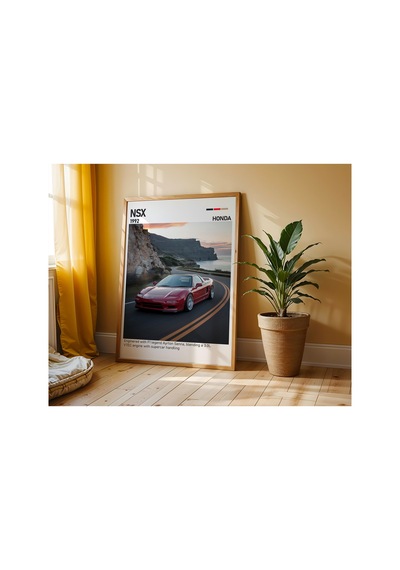 Honda Nsx Ahşap Çerçeveli Poster Tablo Japon Supercar İkonu Ahşap 01