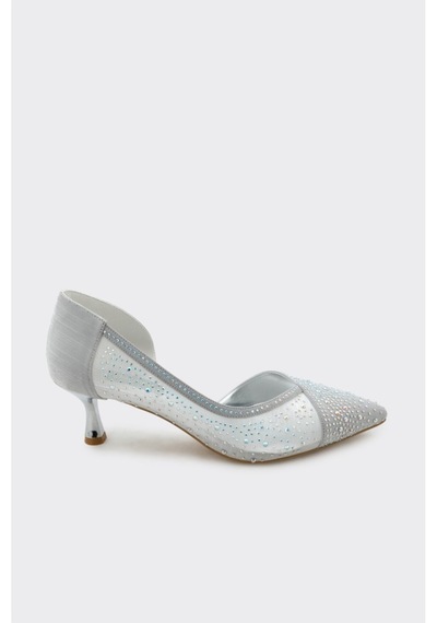 Derinet Melina Kısa Topuklu Stiletto Gümüş GÜMÜŞ