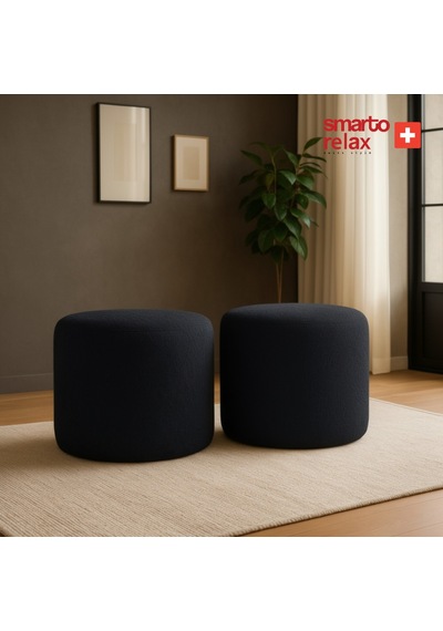 Smarto Relax Puf Babyface Kumaş Silindir Puf 40 45 Cm Siyah