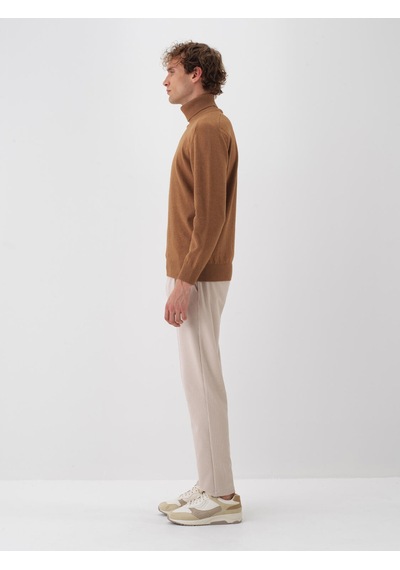 Xint Camel Doğal Yün Dokulu Regular Fit Kazak 801826