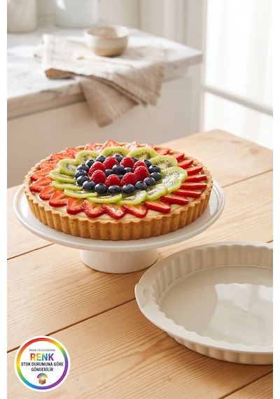 Tırtıklı Kenarlı Silikon Turta Kalıbı Xl Kulplu Esnek Kolay Çıkan Tart Ve Kiş İçin 26 Cm Çok  Renkli