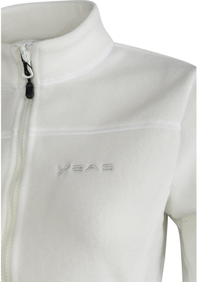 2As Cara Kadın Tam Fermuarlı İnce Polar Sweatshirt Beyaz Beyaz