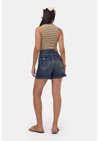 it's basic Kadın Tint 2s6-8 Relax Fit Midi Boy Esnek Kumaş Denim Şort