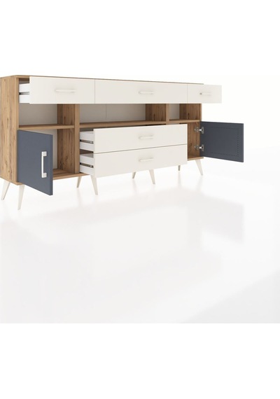 Arges Konsol 3 Raflı 5 Çekmeceli 2 Kapaklı 176x30x83 Çam-antrasit/aytaşı Antrasit/aytaşı Arges Konsol 3 Raflı 5 Çekmeceli 2 Kapaklı 176x30x83 Çam-antrasit/aytaşı Antrasit/aytaşı