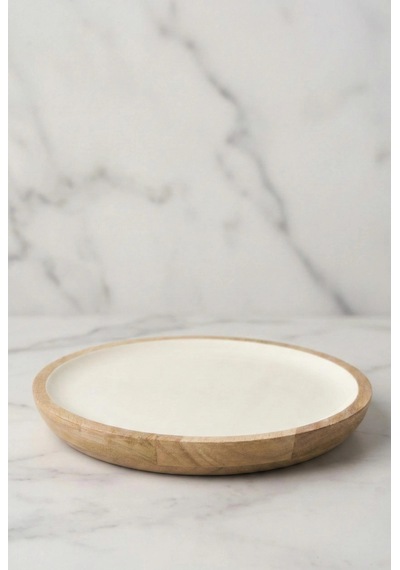 Mango Agacı Servis Tabağı & Sunum Tabağı 25 Cm Krem Çok Renkli