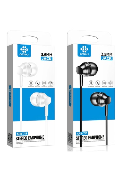 3.5mm Mikrofonlu Kulaklık Arbaks Arb-713 Beyaz/siyah Typc-e