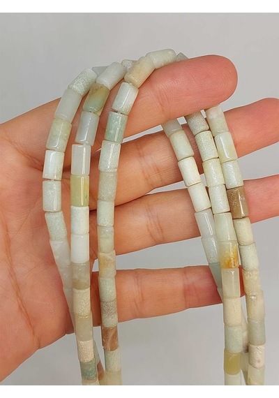 Bileklik Boy Amazonit Taşı Silindir Kesim 5.5x7.5mm Yarım Dizi 49318 18cm Uzunluğundadır Çok Renkli