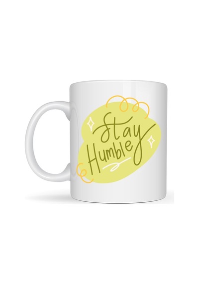 Stay Humble Porselen Kupa Model 129 Minimal Motivasyon Kupası, Şık Tasarım, Günlük Kahve & Çay Kup