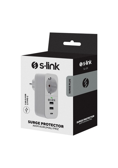 S-link SL-011 750 Joule 2 Usb +1 Type C Isıya Duyarlı Akım Korumalı Priz