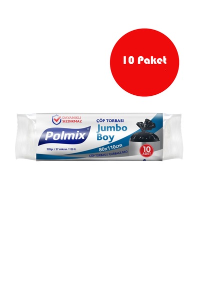 10 Adet Jumbo Boy 80 X 110 Cm Çöp Torbası - P105-10