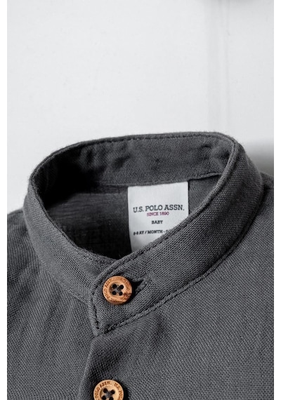 U.S. Polo Assn. Erkek Bebek 2 Li Şort Gömlek Takım Koyu Gri-2256 gri