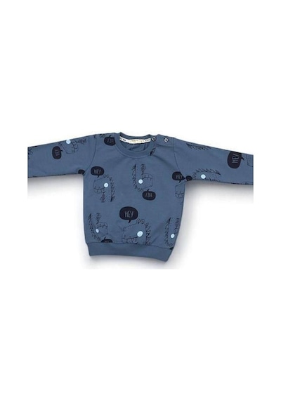 Breeze Erkek Bebek Dinazor Baskılı Pamuklu Eşofman Takım-15176 İndigo