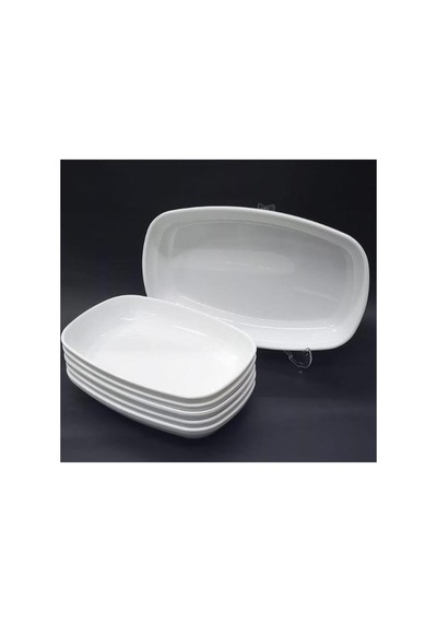 Tr 2 Adet Jumbo Boy 33x20 Melamin Kayık Tabak Büyükboy Salata Tabağı Günlük Kullanım İçin Oval Tabak, Abn28032 Diğer