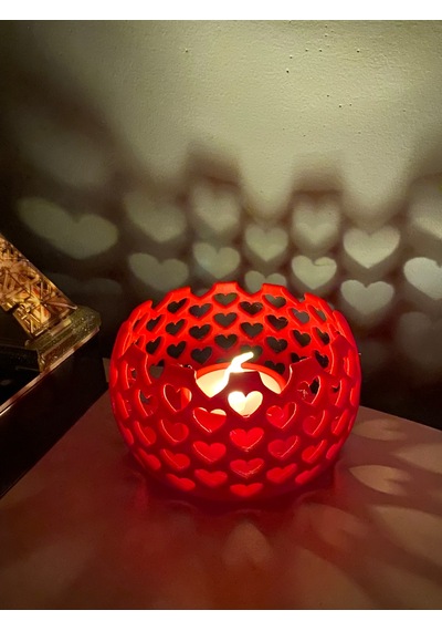 Bezos Kalp Işık Yansımalı Tealight Mumluk Romantik Dekoratif Mum Tutucu Bzoshb Çok Renkli