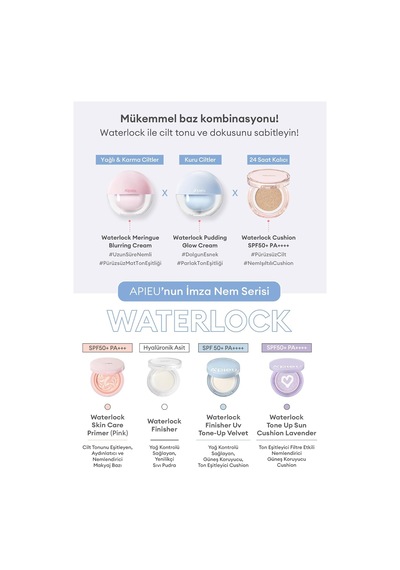 Nemli Görünüm Sunan Ton Eşitleyici Sabitleyici Makyaj Bazı Apıeu Waterlock Pudding Glow Cream Glow Cream
