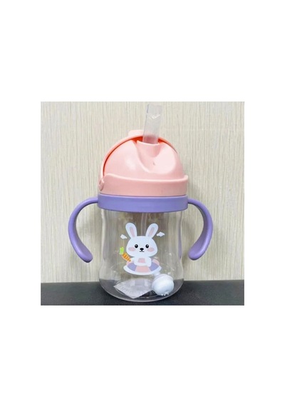 250ml Figürlü Pipeti Suluk Bebek Matara Sevimli Su Şişesi Bebek Pipetli Biberon Matara Pembe